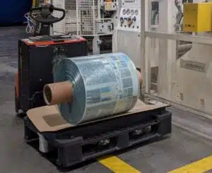 Triplex laminate film with 50% PCR PE from CIRCULAR FoodPack produced on an industrial scale ©Amcor